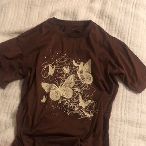 Brown, butterfly oversized teee